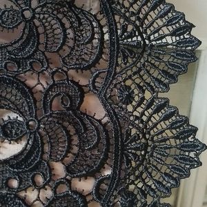 NWT Gorgeous JS Collections Womens Black Embroidered Lace Midi Dress Size 12P